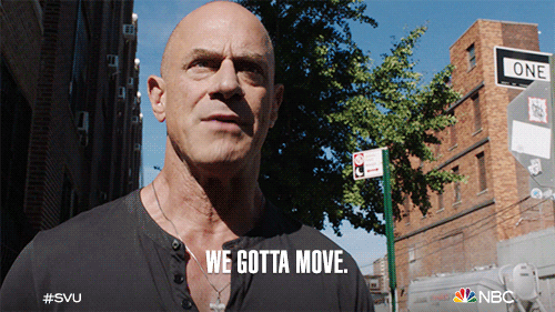 Man shouting 'we gotta move.' GIF