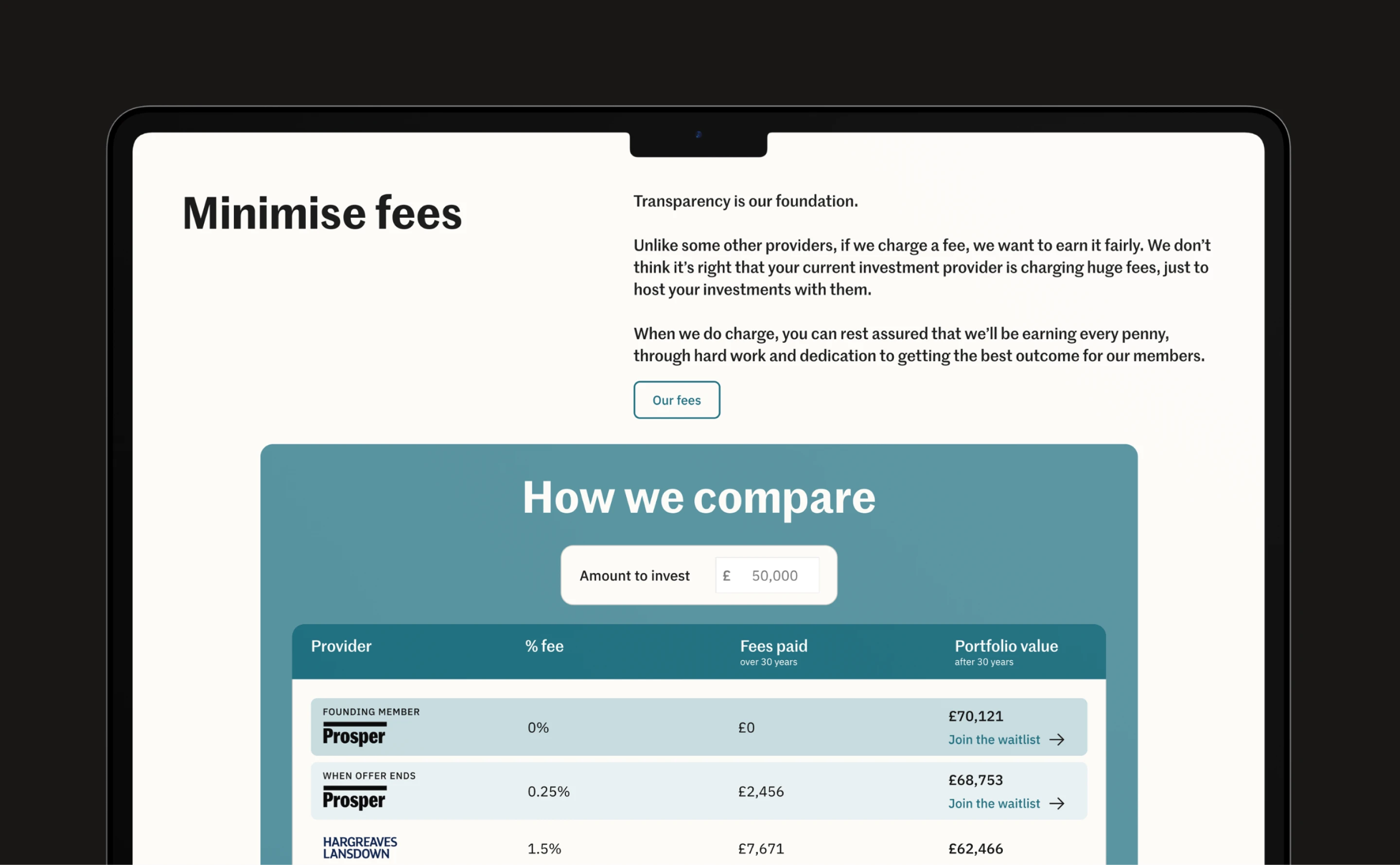 Prosper website calculator